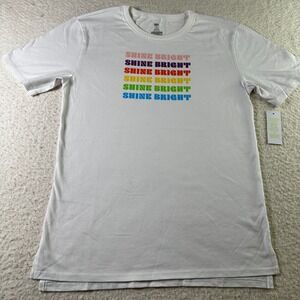 NWT BP Girls XL‎ 1416 White Short Sleeve T Shirt Shine Bright Rainbow Graphic
